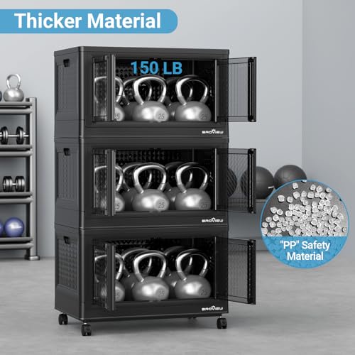 500Qt Stackable Storage Bins with Lids (Black / 125 GAL)