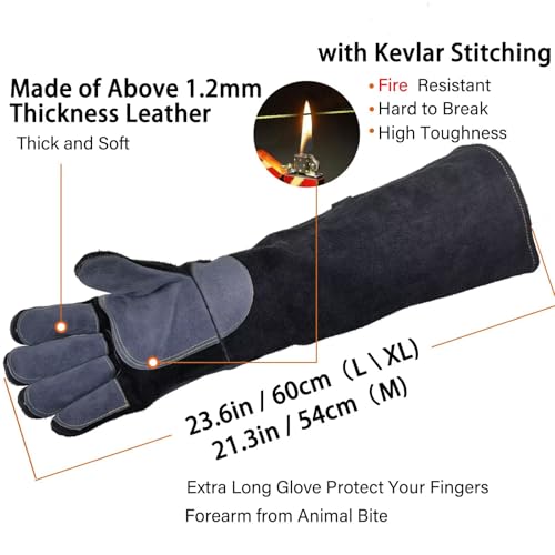 23.6 In Gloves for Animal Handling (Large (Pack of 1) / Black)