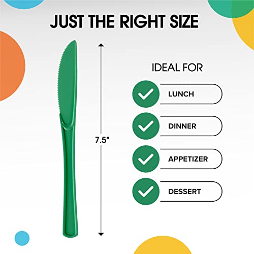 Emerald Green Plastic Knives 200 Pcs Green Knives Disposable Utensils Heavy Duty Plastic Cutlery Set Disposable Cutlery Sets Flatware Sets Silverware Set Party Supplies & Party Tableware (Emerald Green / Knives)
