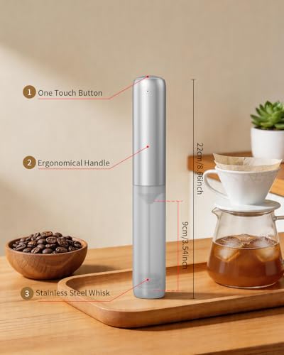 Rechargeable Milk Frother Handheld (Silver)