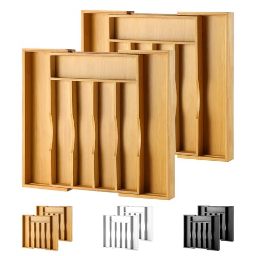 2 Piece Bamboo Silverware Organizer (2 Count)