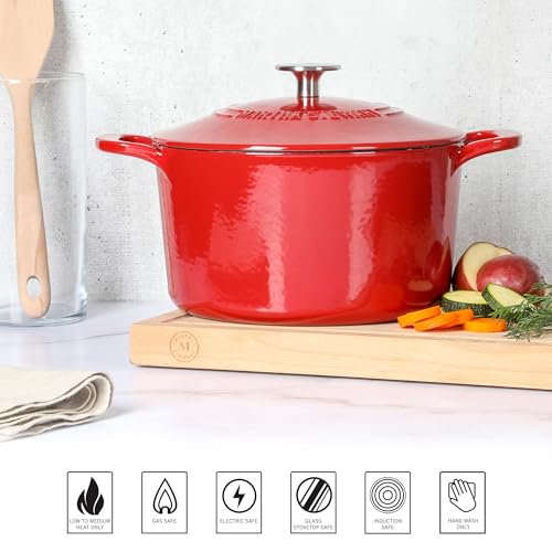 Gatwick 4 Quart Enamel Cast Iron Dutch Oven (Red / 4-Quart)