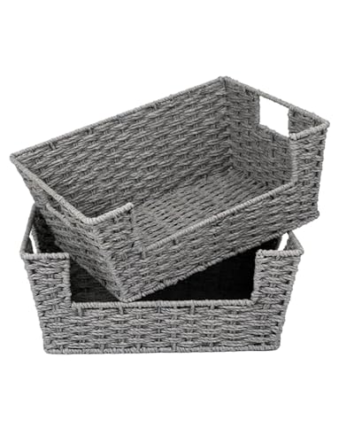 Pantry Baskets for Organizing (Gray / 13 ½"L x 10 ¾"W x 5"H)