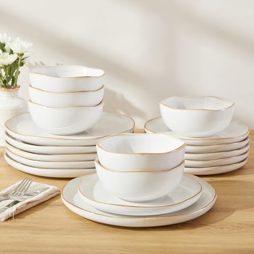 Stoneware Dinnerware Sets for 6 (White / Set (18pcs))
