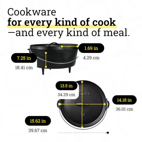 Pre Seasoned Cast Iron Deep Camp Dutch Oven with Lid (10 Quart / Oven)