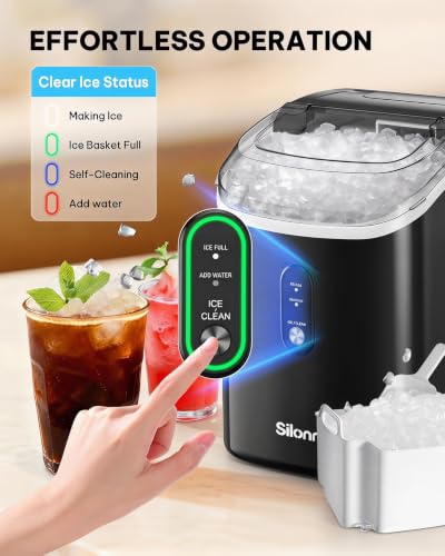 Nugget Ice Maker Countertop (Black-transparent / 36lbs)