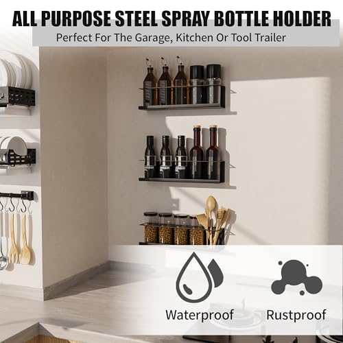 2 Pack Wall Mounted Aerosol Spray Can Holder Storage Rack (Black / 2 Pack)