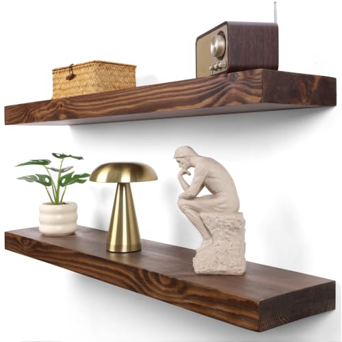 36 Inch Floating Shelves (Black Walnut / 36'' x 8''x 2''(set of 2）)