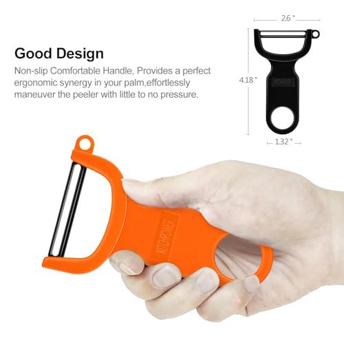 Original Vegetable Fruit Peeler Carbon Steel Blade 3 Pack Orange (Orange/Blue/Yellow)