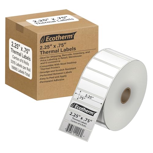2.25" x .75" Thermal Labels (19890 Count)