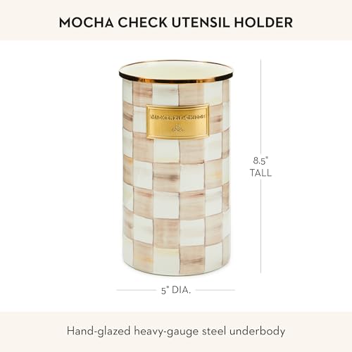 Enamel Utensil Holder (Mocha Check)