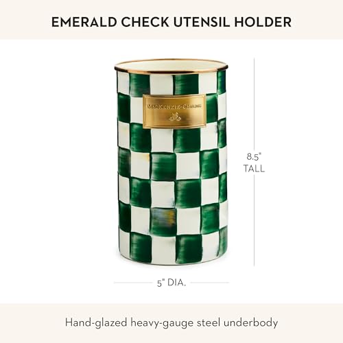 Enamel Utensil Holder (Emerald Check)