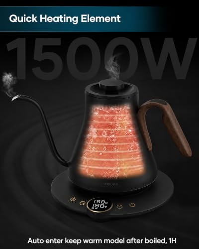 Gooseneck Electric Kettle with ±1℉ Temperature Control 0.9 Liter (Black Walnut)