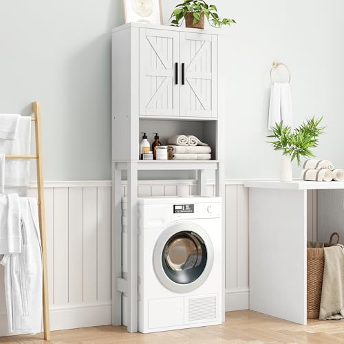 23.6 Inches Wide Toilet Rack with Over The Toilet Storage Cabinet (White 23.6"w)