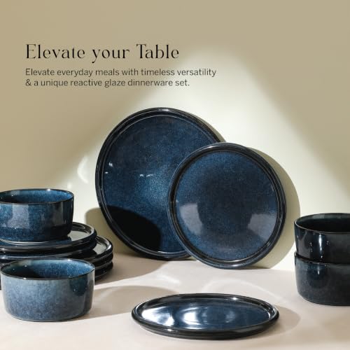 Eden 24 Piece Dinnerware Set Stoneware (Dark Blue / 24-Piece - Service for 8)