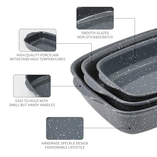Ceramic Bakeware Dish Set of 3 (Grey)