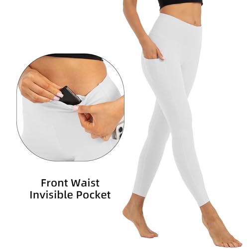 Butt Lifting High Waist Leggings for Women Buttery Soft Yoga Pants with Pockets Moisture (XX-Large / White)