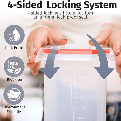 2 Pack (6.3L / 213OZ) EXTRA Large Airtight Food Storage Cereal Containers for Bulk Food Storage BPA-Free Plastic Container, Pantry Organization and Canister for Rice, Pasta, Sugar & Flour (Red)