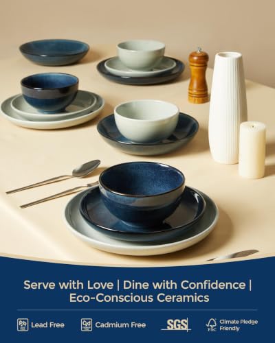 Stoneware Dinnerware Sets for 4 (Starry Blue / Set (16pcs))