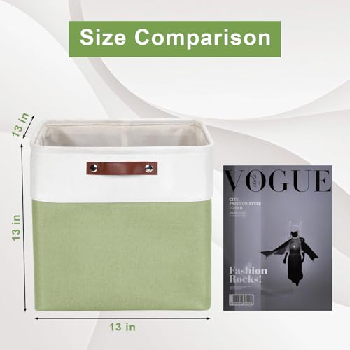 13x13 Cube Storage Bins (Green / Off-White / Cube - 13"x13"x13")