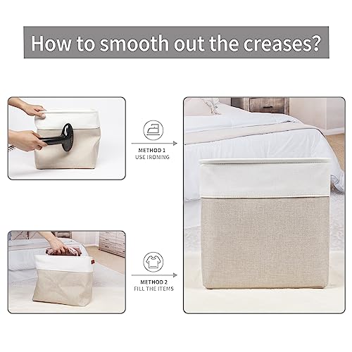 13x13 Cube Storage Bins (Beige / Off-White / Cube - 13"x13"x13")