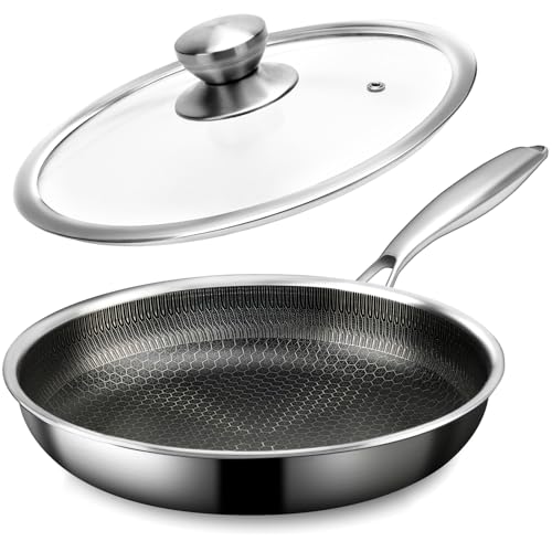 8" Stainless Steel Frying Pan with Lid (8 Inch)