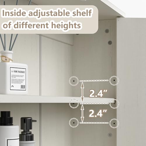 Fluted Over The Toilet Storage Cabinet 31''W Modern Above Toilet Storage Cabinet with Fluted Doors & Adjustable Shelf for Bathroom (White / Fluted Doors Over Toilet Cabinet)