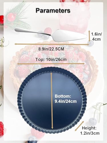 10 Inch Round Quiche Pans with Pie Server. Removable Bottom (10IN*1.2IN)