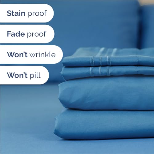 King Size 4 Piece Sheet Set (20 - Denim Blue / King)