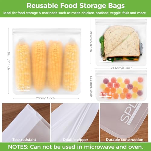 10 Pack Dishwasher Safe Reusable Sandwich Bags (10 Pack-10 Sandwich / White)