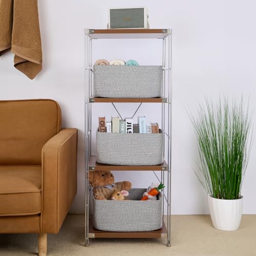 Large Storage Baskets for Shelves (2pcs-L17×W13×H7.5" / Mixed Grey)