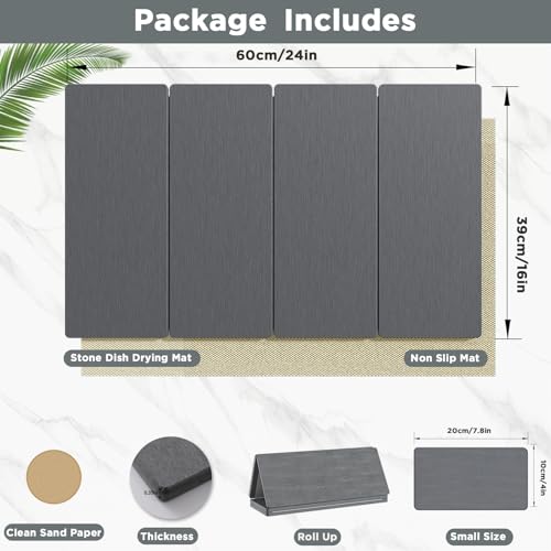 2PCS Stone Drying Mat for Kitchen Counter (2 Count)