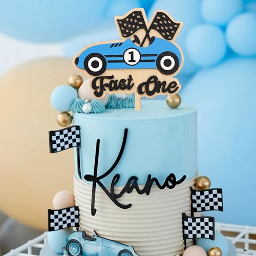 Wooden Fast One Cake Topper (Fastone-blue)