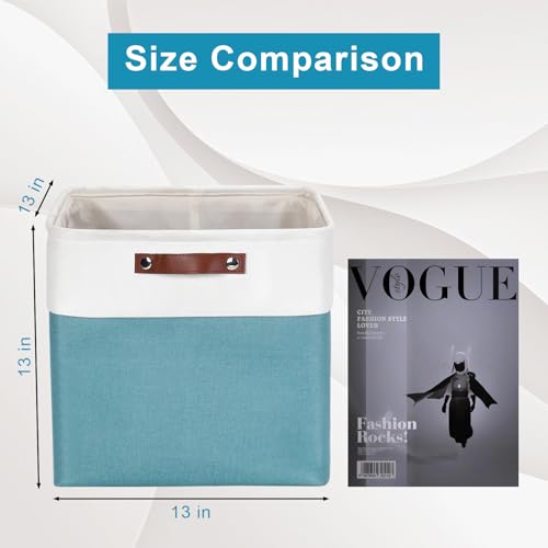 13x13 Cube Storage Bins (Teal / Off-White / Cube - 13"x13"x13")