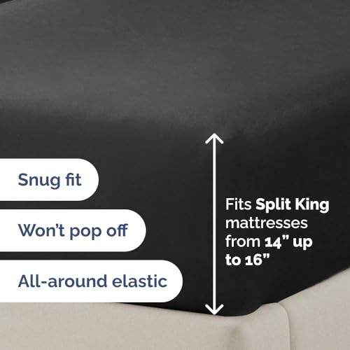 Flex Top Split Head King 4 Piece Sheet Set (08 - Black / Split Head/Flex Top)