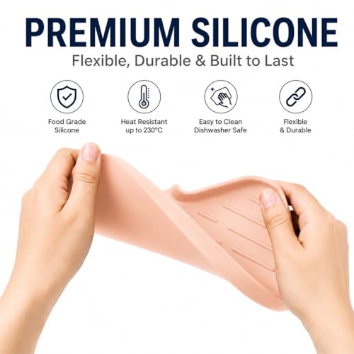 Silicone Soap Dish with Drain Spout (Pink / M(9.6"×5.3"))