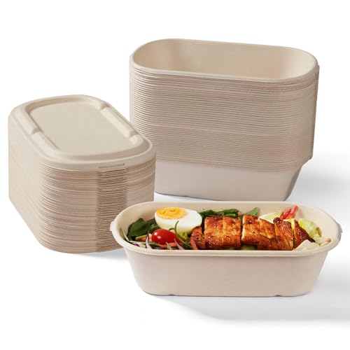 100% Eco Friendly] 34 oz Disposable Food Containers with Lids (34 OZ)