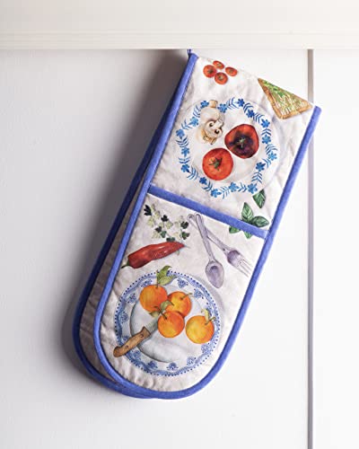 Double Oven Mitts 100% Cotton Double Oven Glove (078 - Gourmand / 7" x 35" (Double Oven Mitt))
