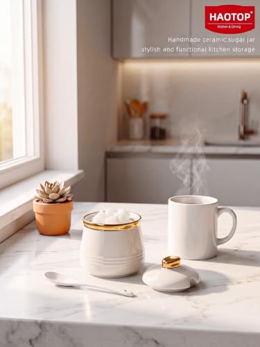 12oz Ceramic Sugar Bowl with Lid and Spoon