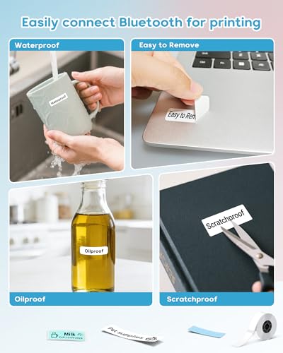 Label Maker Bluetooth Label Maker Machine with Tape (White)