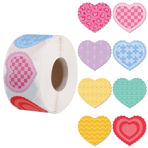 500 Heart Stickers Roll (8-color Hearts)