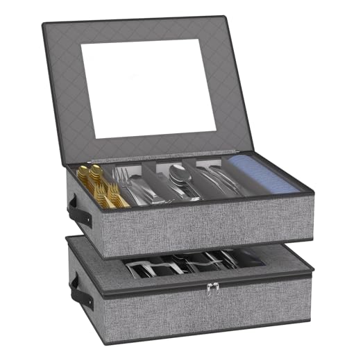 Silverware & Flatware Storage Organizer with Lid (Flatware Utensil Storage)