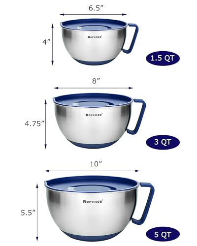Stainless Steel Mixing Bowls Set with Lids (Blue / 3 piece)