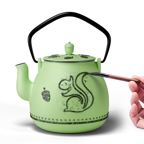 Teapot with Removable Infuser (1 Quarts / Bright Green Squirrel)