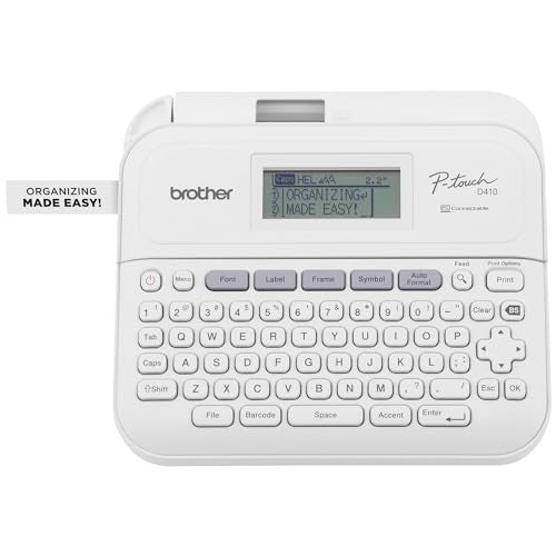 P-Touch PT-D410 Home / Office Advanced Label Maker | Connect via USB to Create and Print on TZe Label Tapes up to ~3/4 inch, White (Standard / PTD410)