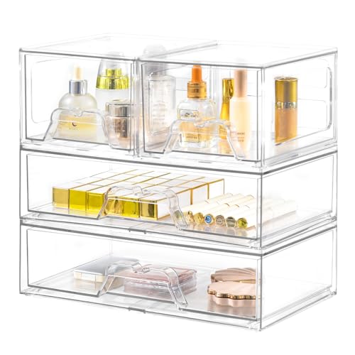 4 Pack Stackable Storage Drawers (4 Count)