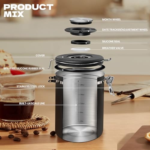 Coffee Canisters with Window (Black / 22 oz)