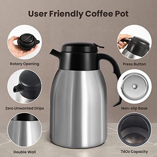 12 Cup Commercial Coffee Maker with 74oz Thermal Carafe (Stainless / 12 Cups)