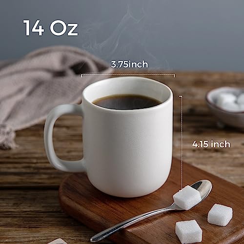14oz Coffee Mugs Set of 6 (6 Count (Pack of 1) / Matte White)