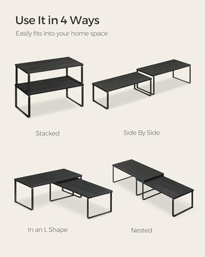 Cabinet Organizer Shelf (Ink Black + Ebony Black / 2*L (5.4"H) + 2*L (6.2"H))